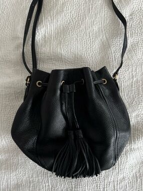 J.crew black Italian leather bucket bag